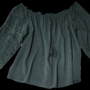 Green Cotton Iolet Boho Top By Maurices XL